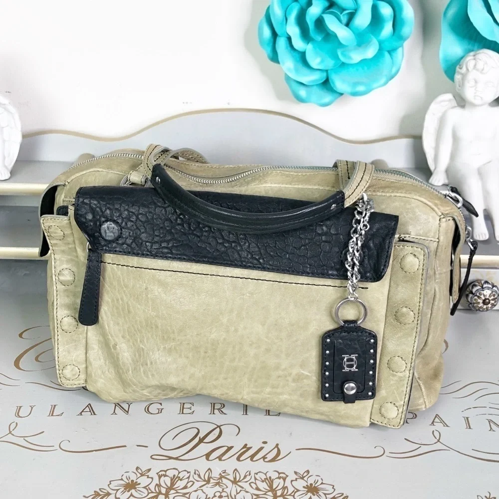 OLIVIA Harris olive green & black hobo bag